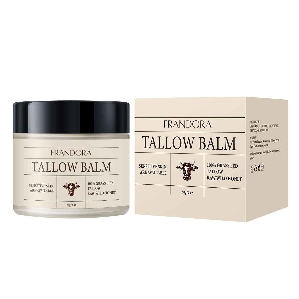 Beef Tallow for Skin Care, Grass Fed Beef Tallow & Honey Balm – All-Natural Moisturizer
