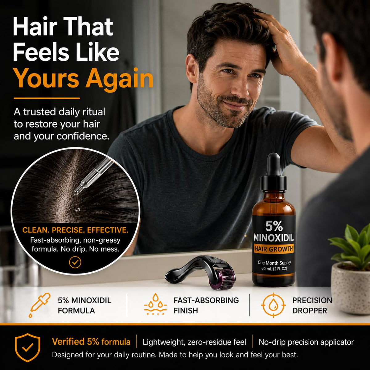 5% Minoxidil Hair Growth Serum for Men – Extra Strength Scalp Treatment