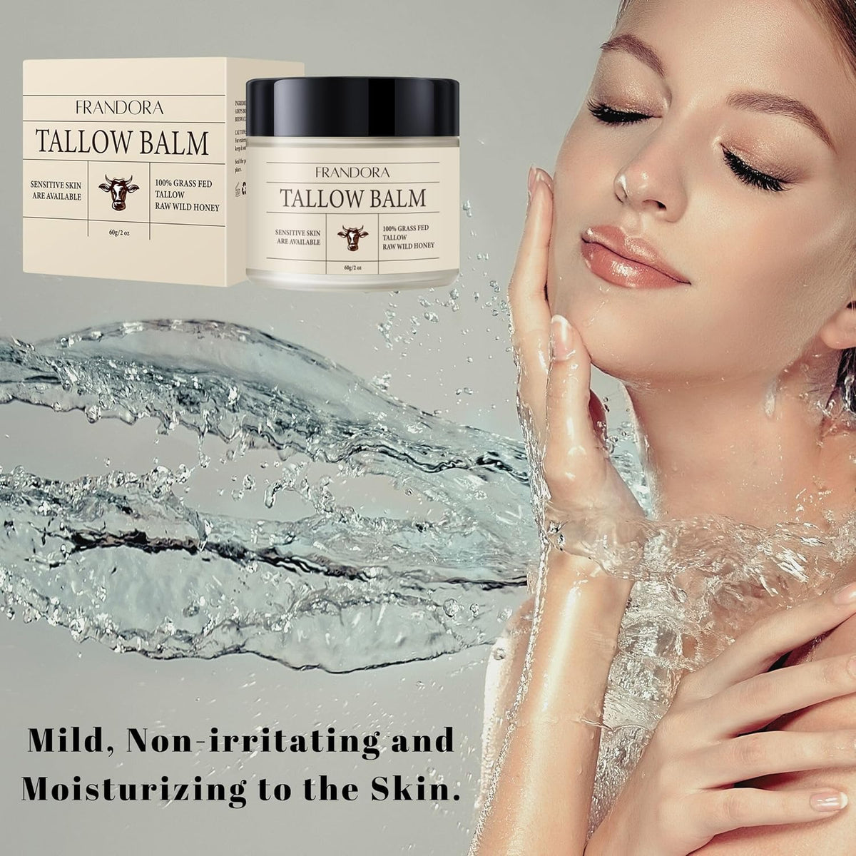 Beef Tallow Balm for Skin Care – Grass-Fed Beef Tallow & Raw Honey Moisturizer, Natural Hydrating Face and Body Balm (4 Pack)