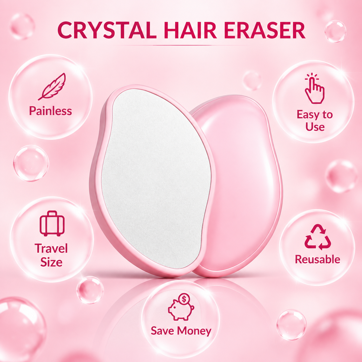 Crystal Hair Eraser – Reusable Hair Removal & Exfoliating Tool for Legs, Arms & Body