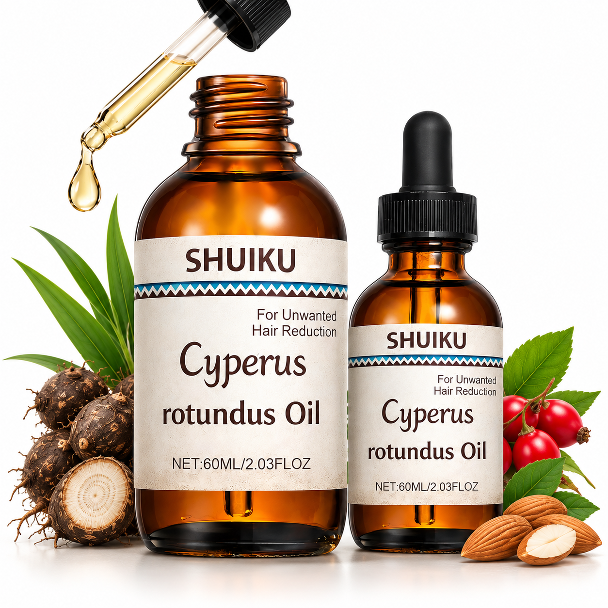 Cyperus Rotundus Oil 2 Pack – Botanical Body Oil for Smooth-Looking Skin Care
