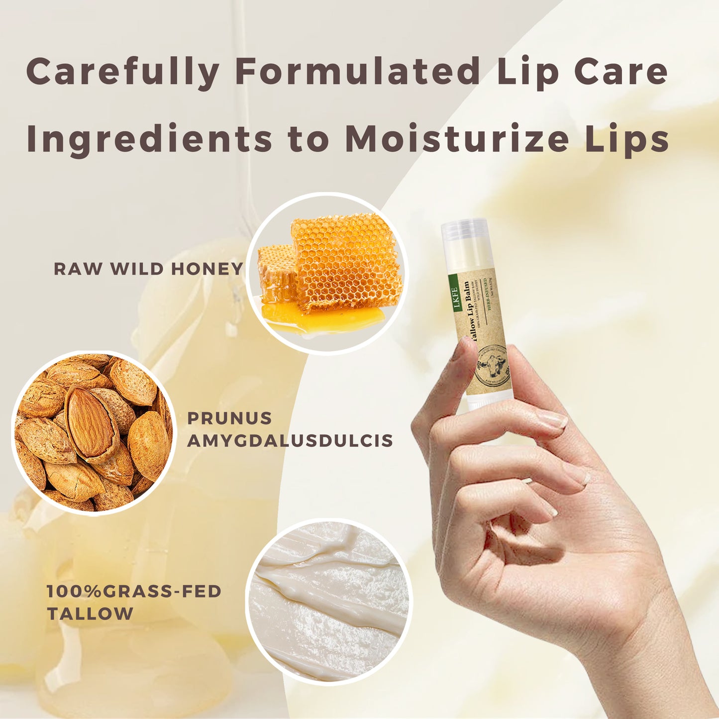 Beef Tallow Lip Balm – Natural, Hydrating, Vitamin-Rich Moisturizer