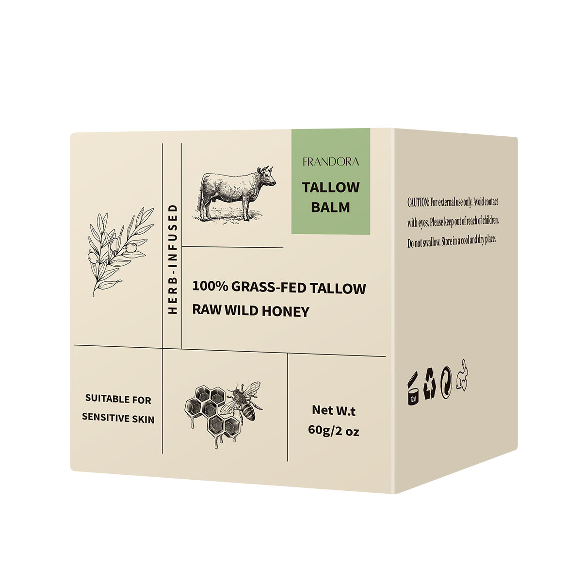 Beef tallow and honey balm， whipped tallow honey balm，grass fed beef tallow，all-natural moisturizer that hydrates and nourishes the skin，with a blend of grass-fed beef tallow, raw wild honey