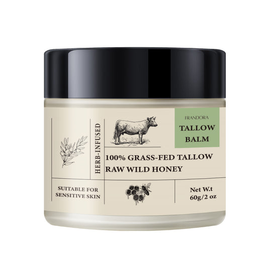 Beef tallow and honey balm， whipped tallow honey balm，grass fed beef tallow，all-natural moisturizer that hydrates and nourishes the skin，with a blend of grass-fed beef tallow, raw wild honey