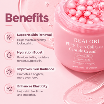 PDRN Deep Collagen Capsule Cream with Niacinamide & Hydrolyzed Collagen, 80g