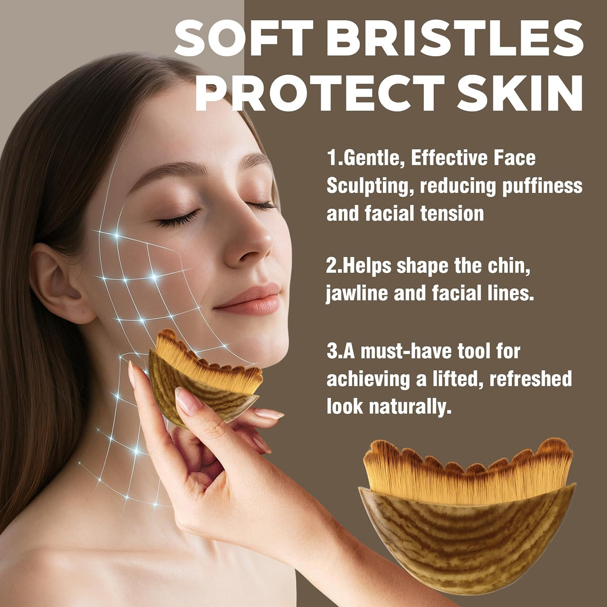 Lymphatic Contour Face Brush – Soft Bristle Facial Massage Tool for Sculpting & Skincare