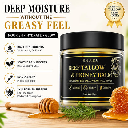 Beef Tallow & Honey Balm – Grass-Fed Tallow Moisturizer for Face & Body