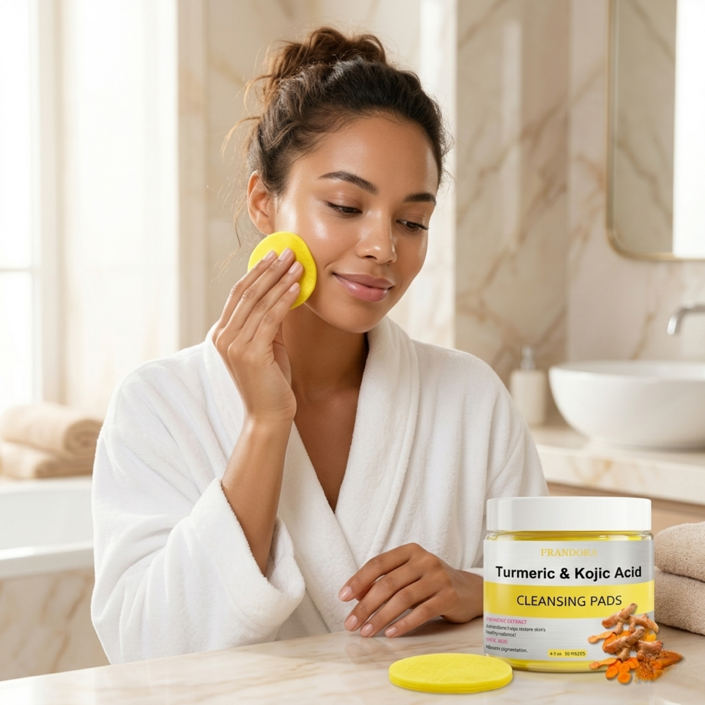 Turmeric & Kojic Acid Cleansing Pads – Brightening Face & Body Wipes (55 Pads)