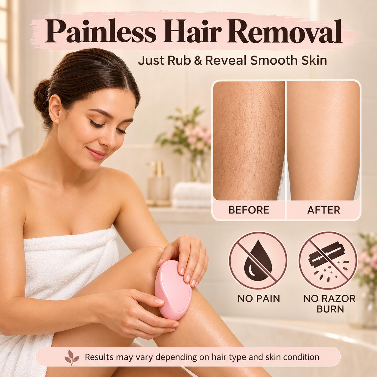 Crystal Hair Eraser – Reusable Hair Removal & Exfoliating Tool for Legs, Arms & Body