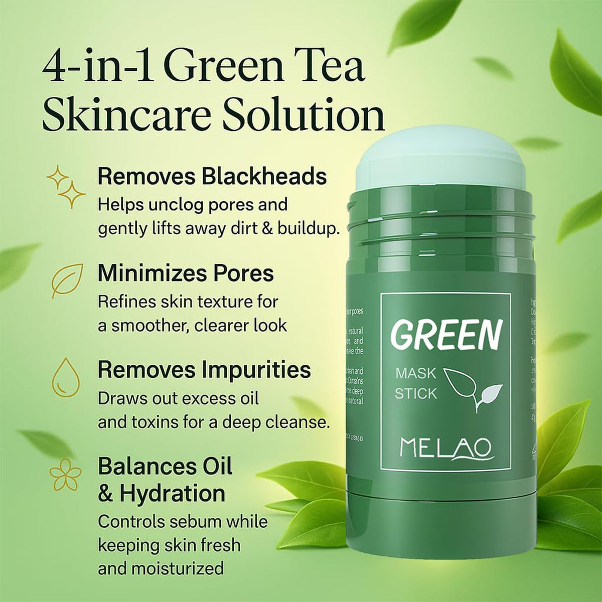 Green Tea Cleansing Mask Stick – Pore Care & Oil Control Facial Mask, 2 Pack
