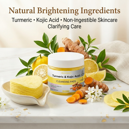 Turmeric & Kojic Acid Cleansing Pads – Brightening Face & Body Wipes (55 Pads)