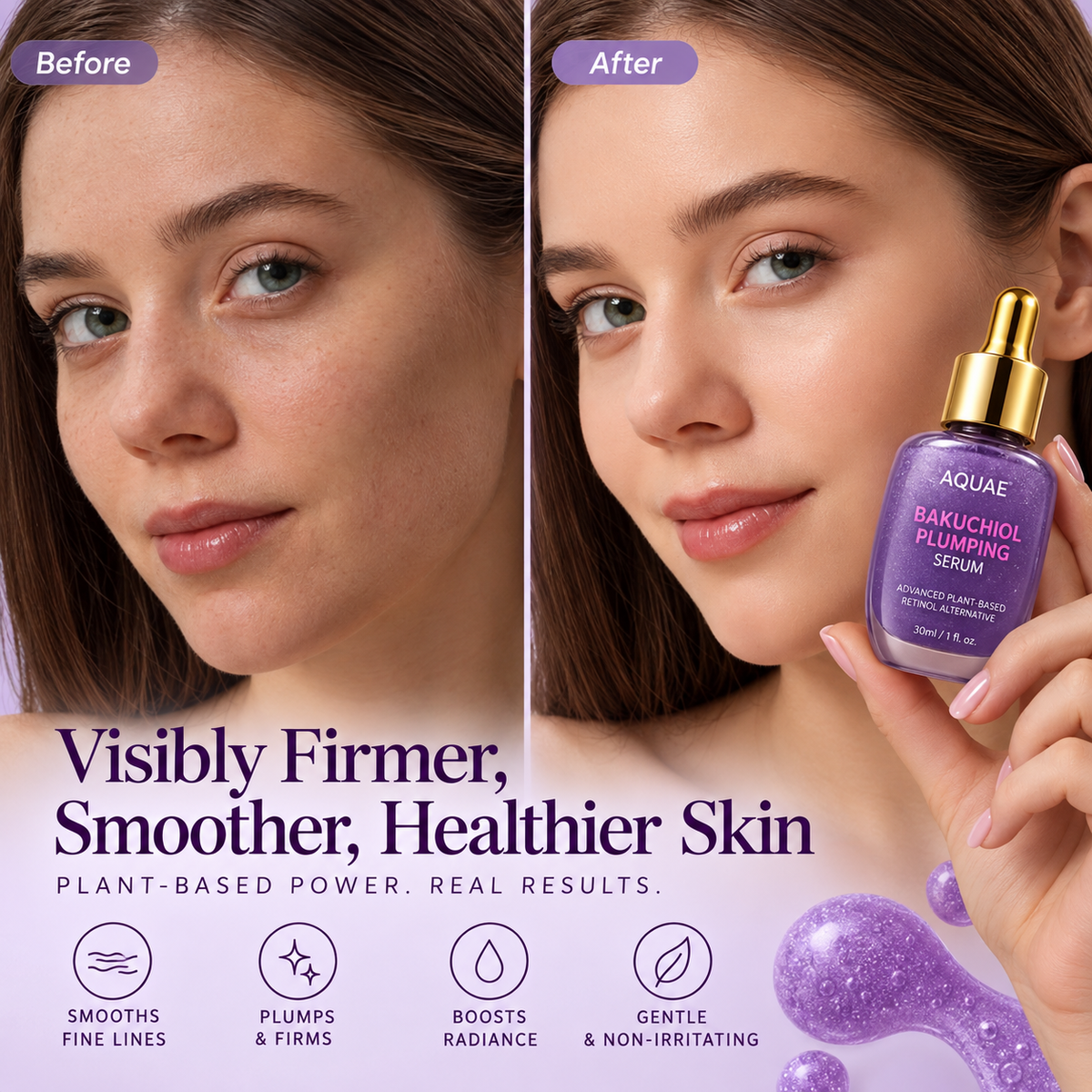 Bakuchiol Plumping Face Serum for Fine Lines & Wrinkles