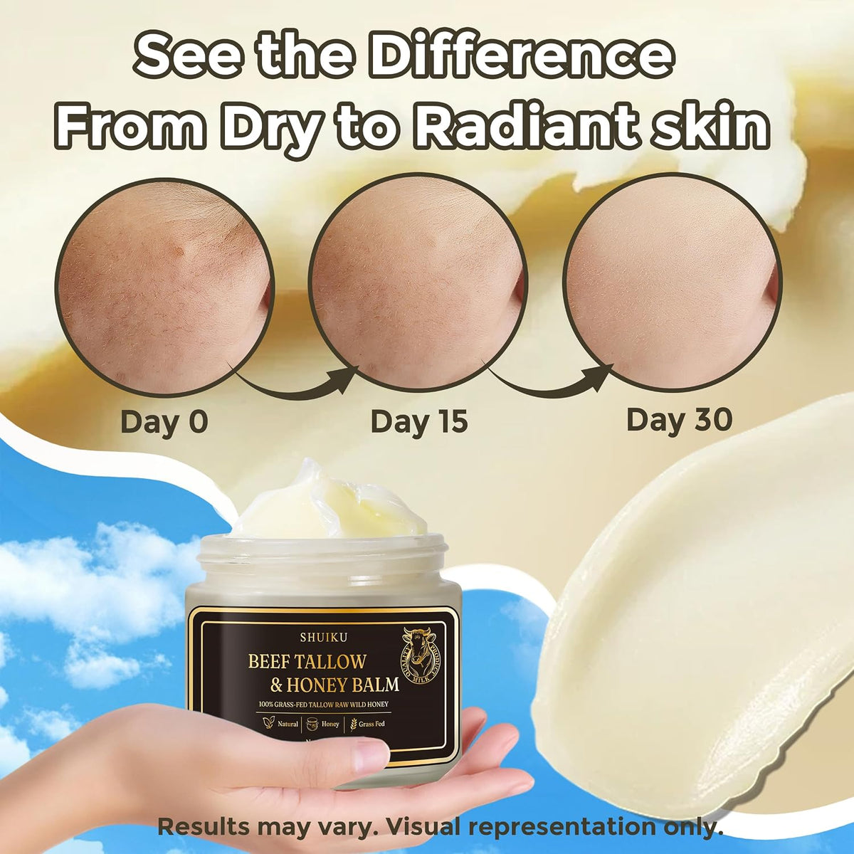 Beef Tallow & Honey Balm – Grass-Fed Tallow Moisturizer for Face & Body