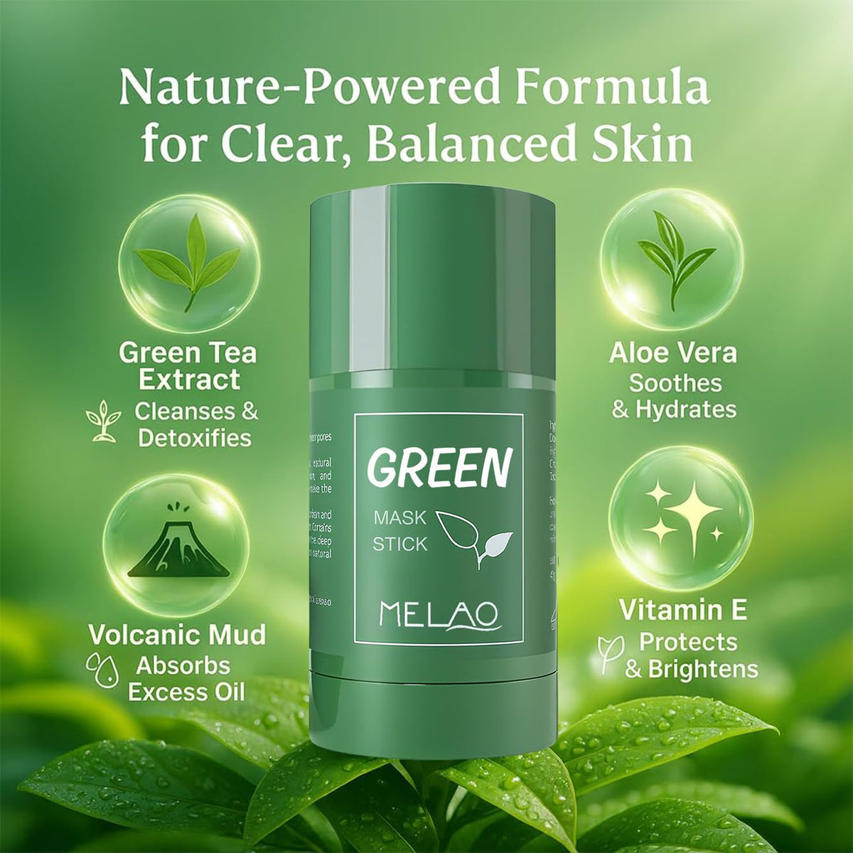 Green Tea Cleansing Mask Stick – Pore Care & Oil Control Facial Mask, 2 Pack
