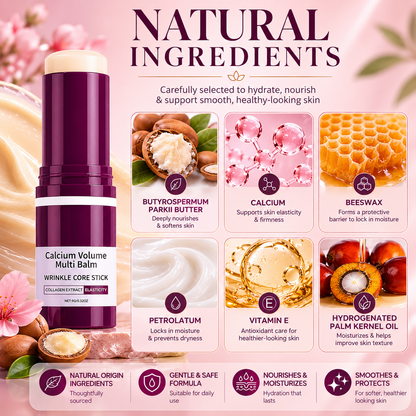 Calcium Multi Balm Stick for Face, Eyes, Lips & Neck – Korean Collagen Moisturizing Balm with Vitamin D & Shea Butter for Dry Skin, Firming, Hydrating & Skin Barrier Care, for All Skin Types