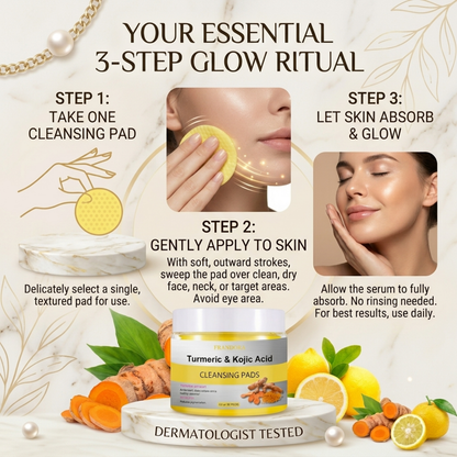 Turmeric & Kojic Acid Cleansing Pads – Brightening Face & Body Wipes (55 Pads)