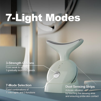 7-in-1 Face & Neck Massager with Red Light Therapy – Portable Face Lift Device for Double Chin, Skin Tightening & Rejuvenation