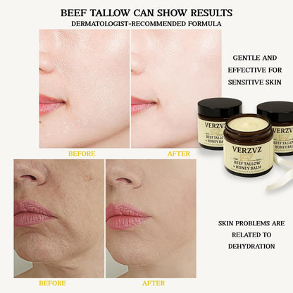 Organic Beef Tallow Honey Balm for Skin, Made in USA