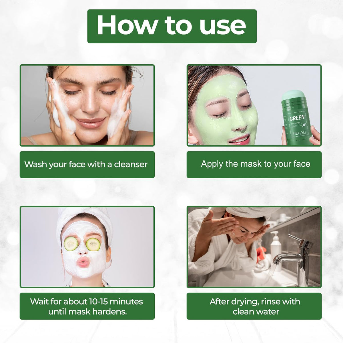 Green Tea Cleansing Mask Stick – Pore Care & Oil Control Facial Mask, 2 Pack