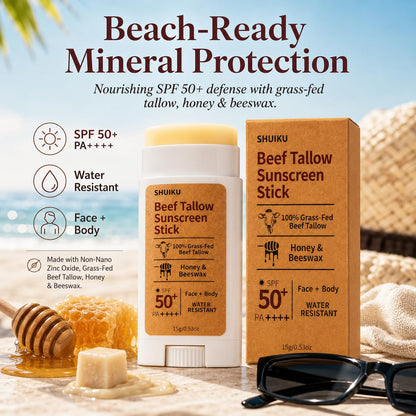 Beef Tallow Mineral Sunscreen Stick SPF 50 with Non-Nano Zinc Oxide, 0.53 oz