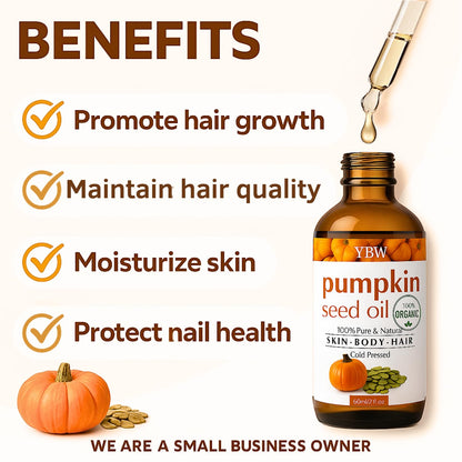 Organic Pumpkin Seed Oil for Hair, Scalp & Skin, Cold-Pressed, 2 oz