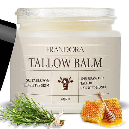 Beef Tallow for Skin Care, Grass Fed Beef Tallow & Honey Balm – All-Natural Moisturizer