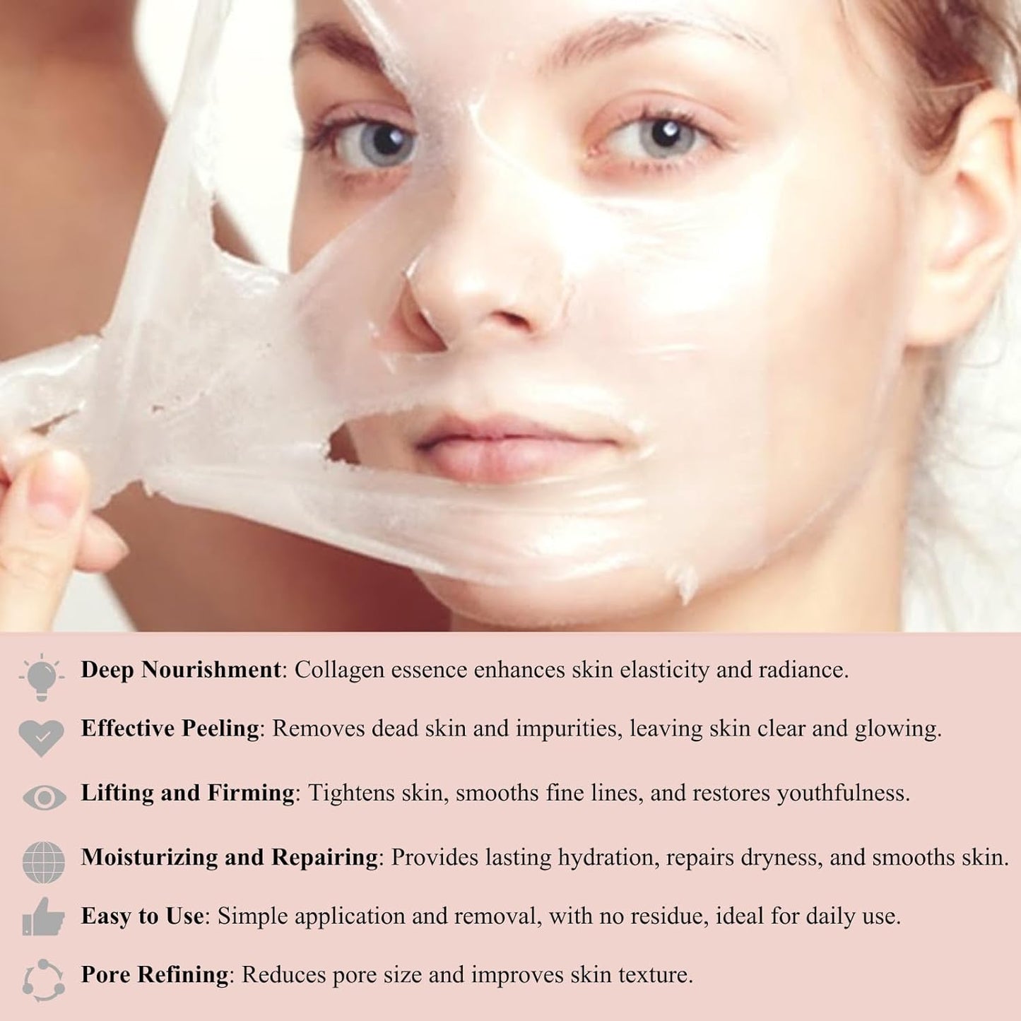 Collagen Overnight Wrapping Peel Off Facial Mask Pack, Collagen Night Wrapping Mask, Hydrates and Tightens Skin, Reduces Sagging, Elasticity & Hydration Care, 2.54 fl.oz (Brush Included)