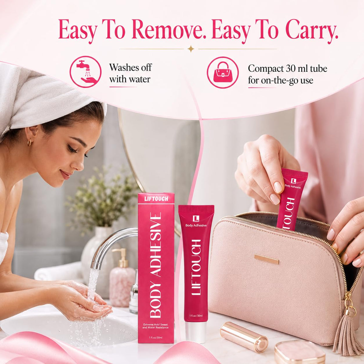 Body Adhesive Glue for Clothes 30ml – Sweat Resistant, Water Wash-Off Skin & Fabric Adhesive