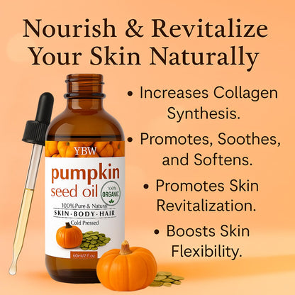 Organic Pumpkin Seed Oil for Hair, Scalp & Skin, Cold-Pressed, 2 oz