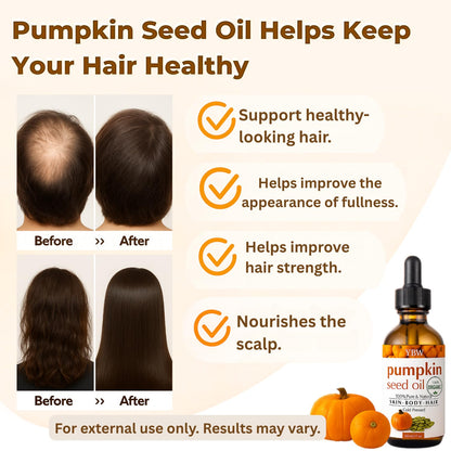 Organic Pumpkin Seed Oil for Hair, Scalp & Skin, Cold-Pressed, 2 oz