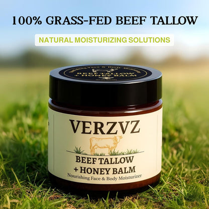 Organic Beef Tallow Honey Balm for Skin, Made in USA