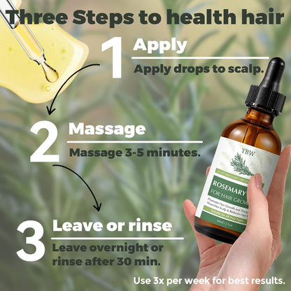 Rosemary Hair Oil with Biotin, Castor & Jojoba Oil for Scalp Care and Fuller-Looking Hair