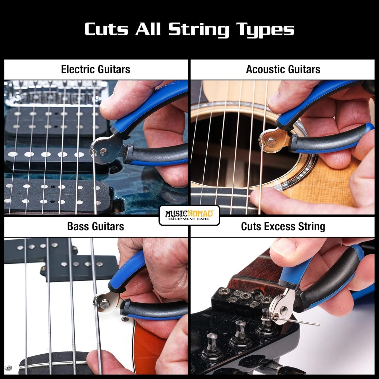 MusicNomad Grip ONE - String Winder, String Cutter, Bridge Pin Puller Tool for Acoustic, Electric & Bass Guitar (MN223)