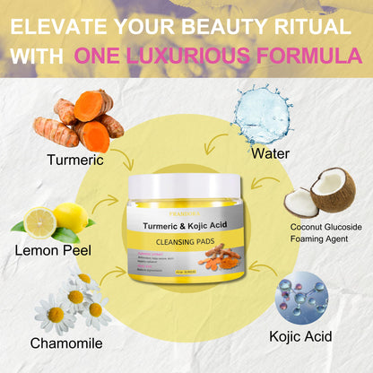 Turmeric Kojic Acid Cleansing Pads in Bottle