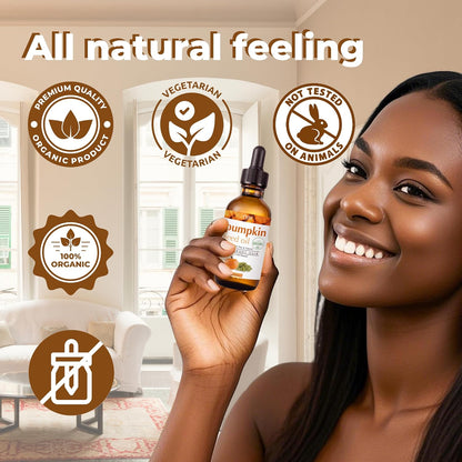 Organic Pumpkin Seed Oil for Hair, Scalp & Skin, Cold-Pressed, 2 oz
