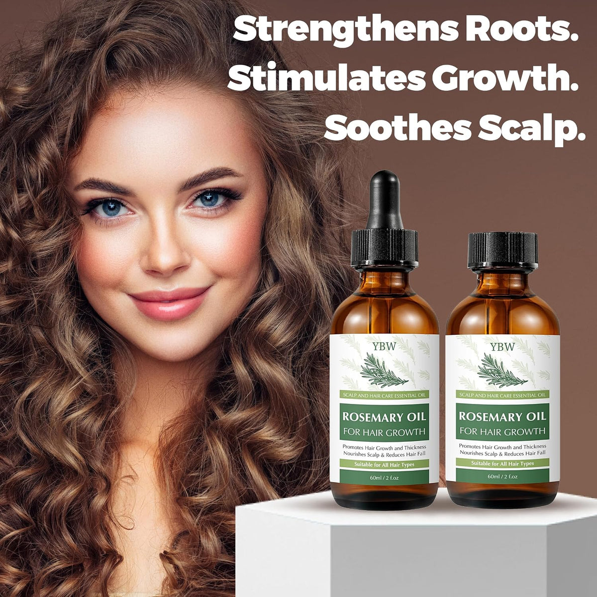 Rosemary Hair Oil with Biotin, Castor & Jojoba Oil for Scalp Care and Fuller-Looking Hair