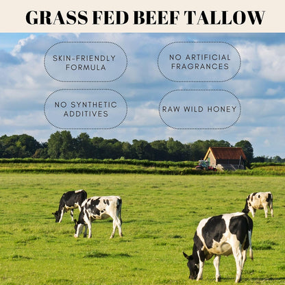 Beef Tallow for Skin Care, Grass Fed Beef Tallow & Honey Balm – All-Natural Moisturizer