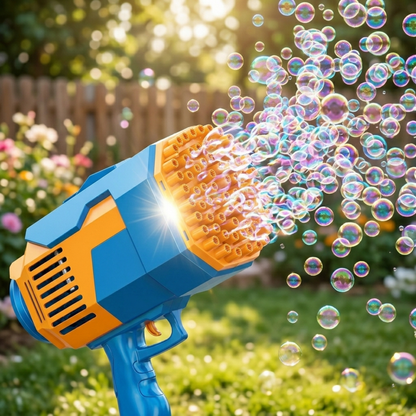 132-Hole Bubble Blaster with Lights for Kids – Outdoor Summer Bubble Toy