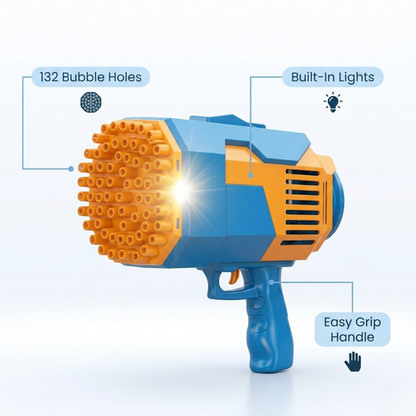 132-Hole Bubble Blaster with Lights for Kids – Outdoor Summer Bubble Toy
