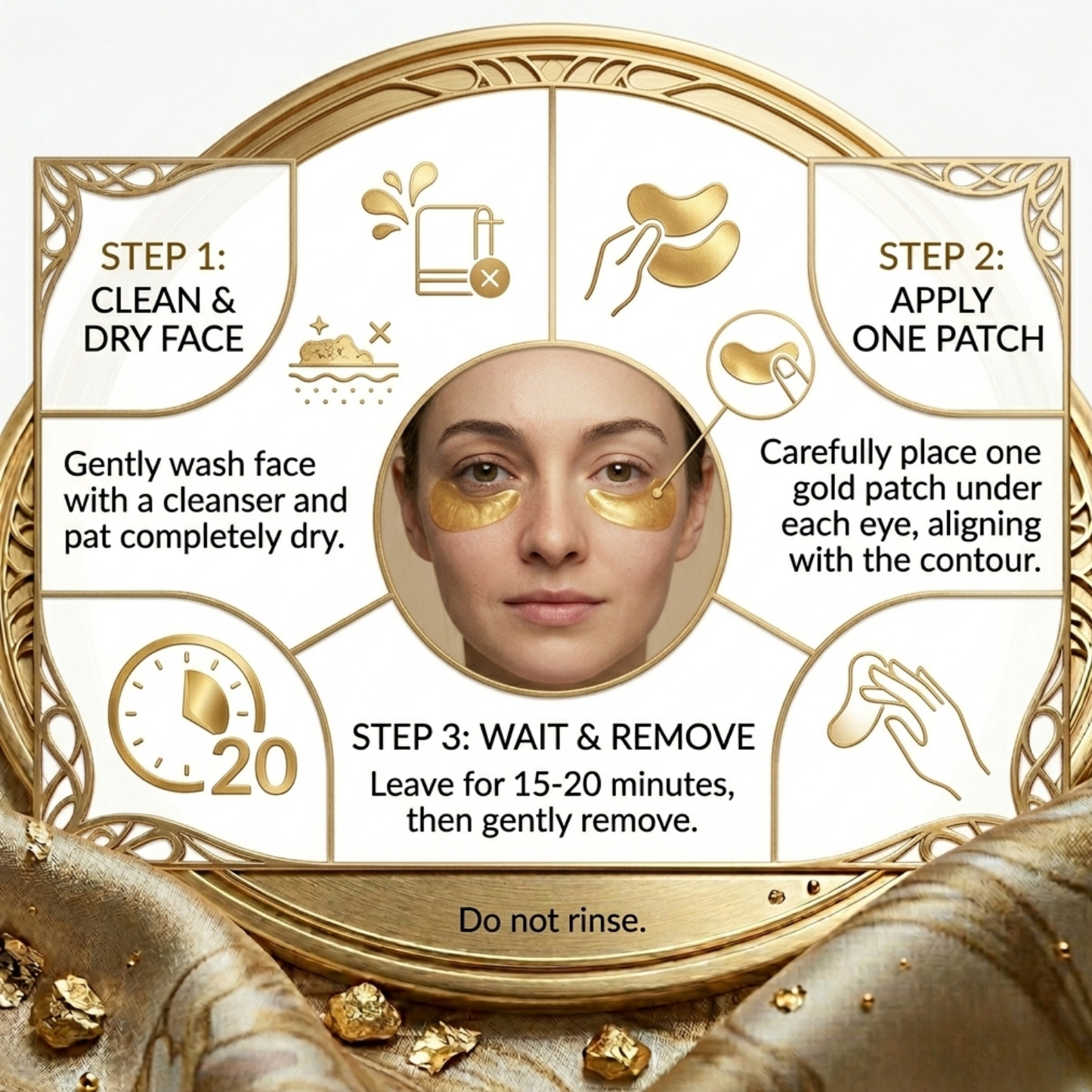 24K Gold Under Eye Patches – Hydrating Eye Masks for Dark Circles, Puffiness & Fine Lines