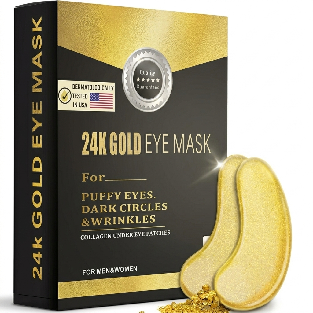 24K Gold Under Eye Patches – Hydrating Eye Masks for Dark Circles, Puffiness & Fine Lines