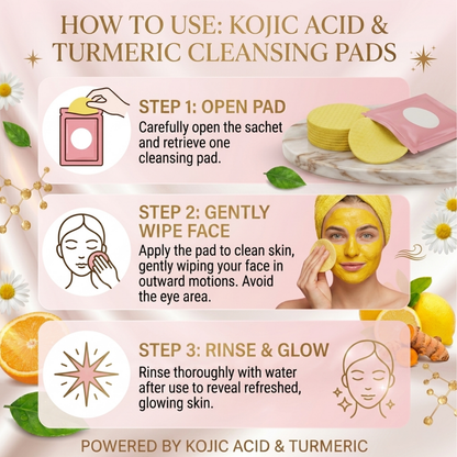 Turmeric Cleansing Pads with Kojic Acid – Brightening Face Scrub Pads (40 Count)