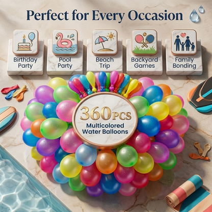 360 PCS Quick Fill Water Balloons – Multicolor Summer Party Balloons for Kids