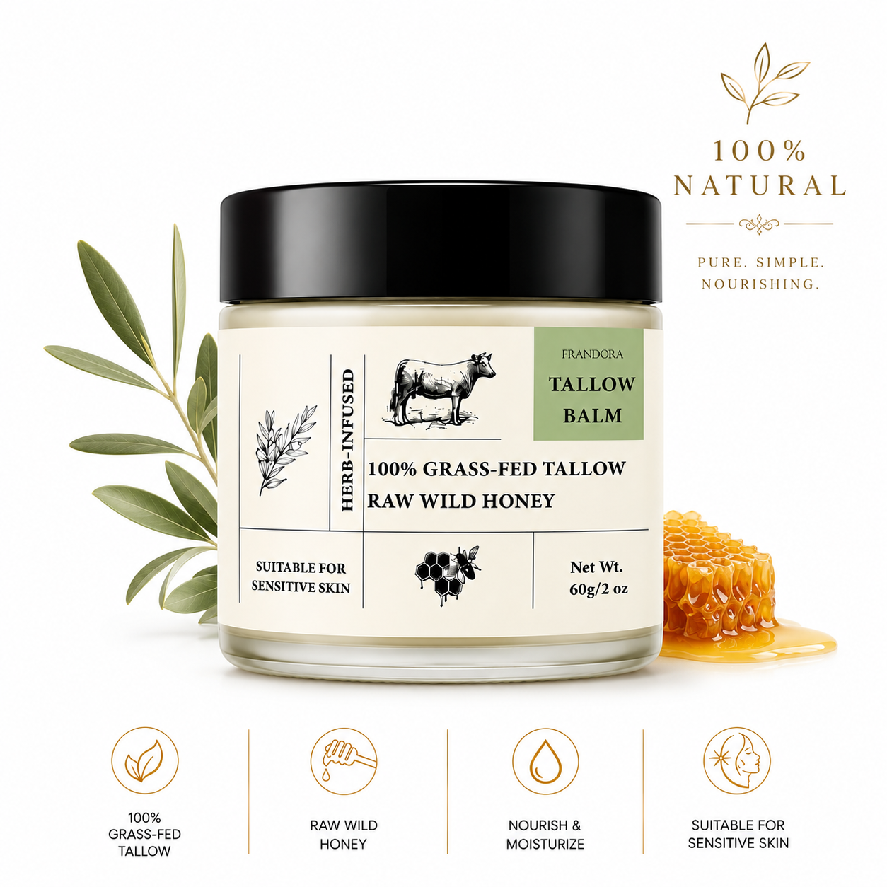 Beef tallow and Honey Balm