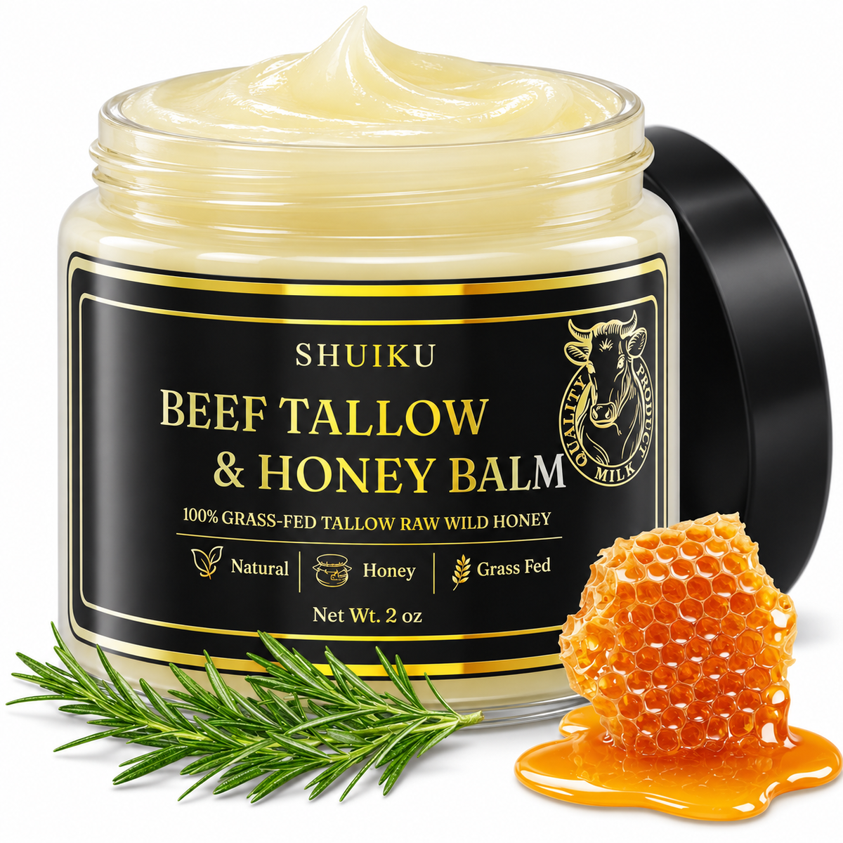 Grass-Fed Beef Tallow & Honey Balm, Moisturizer for Face & Body