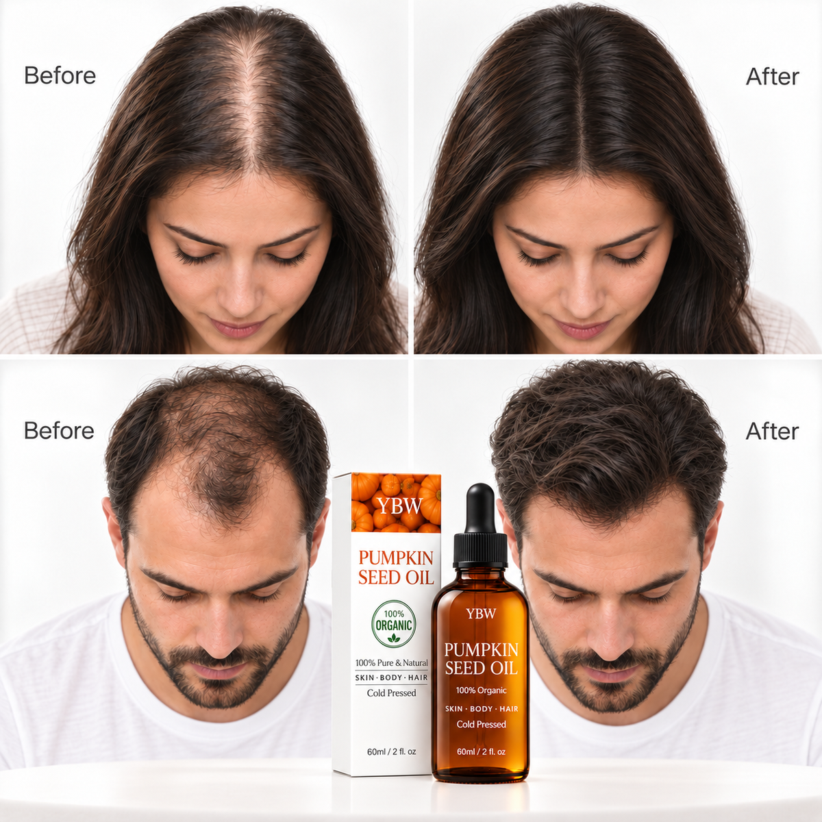 Organic Pumpkin Seed Oil for Hair, Scalp & Skin, Cold-Pressed, 2 oz