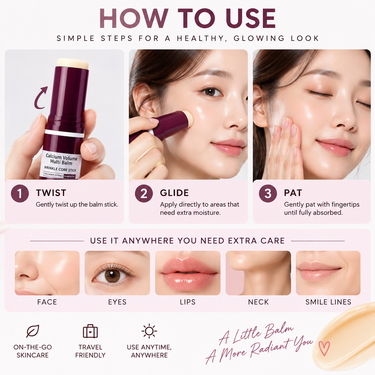 Calcium Multi Balm Stick for Face, Eyes, Lips & Neck with Collagen