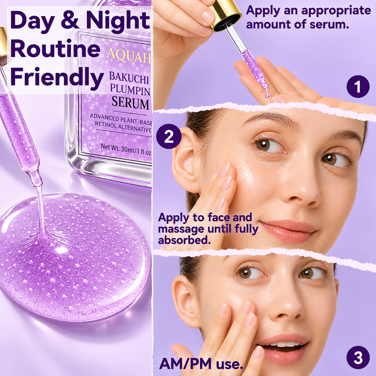 Bakuchiol Plumping Face Serum for Fine Lines & Wrinkles