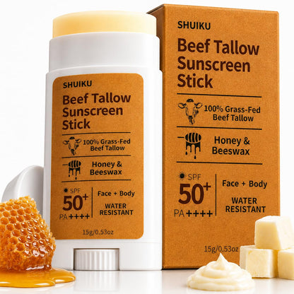 Beef Tallow Mineral Sunscreen Stick SPF 50 with Non-Nano Zinc Oxide, 0.53 oz