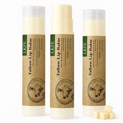 Beef Tallow Lip Balm with Grass-Fed Tallow & Beeswax, Natural Lip Moisturizer
